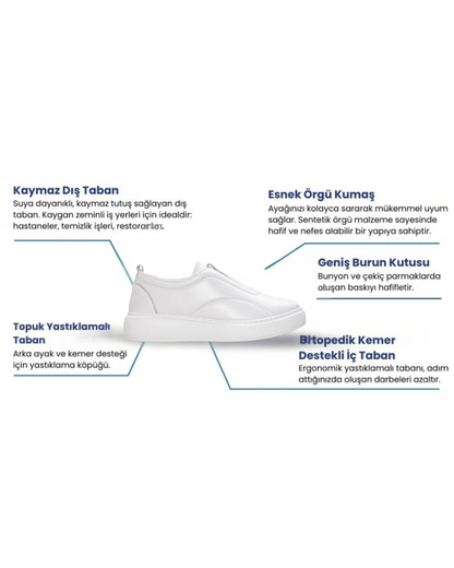 Hakiki Deri Beyaz Kadın Casual Ayakkabı (CW-04)